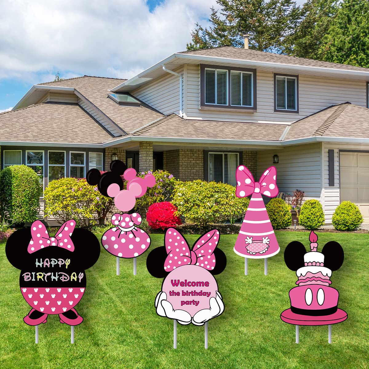 Minnie Yard Lawn Sign & Decorations (5PCS) - Girl Birthday Party Supplies