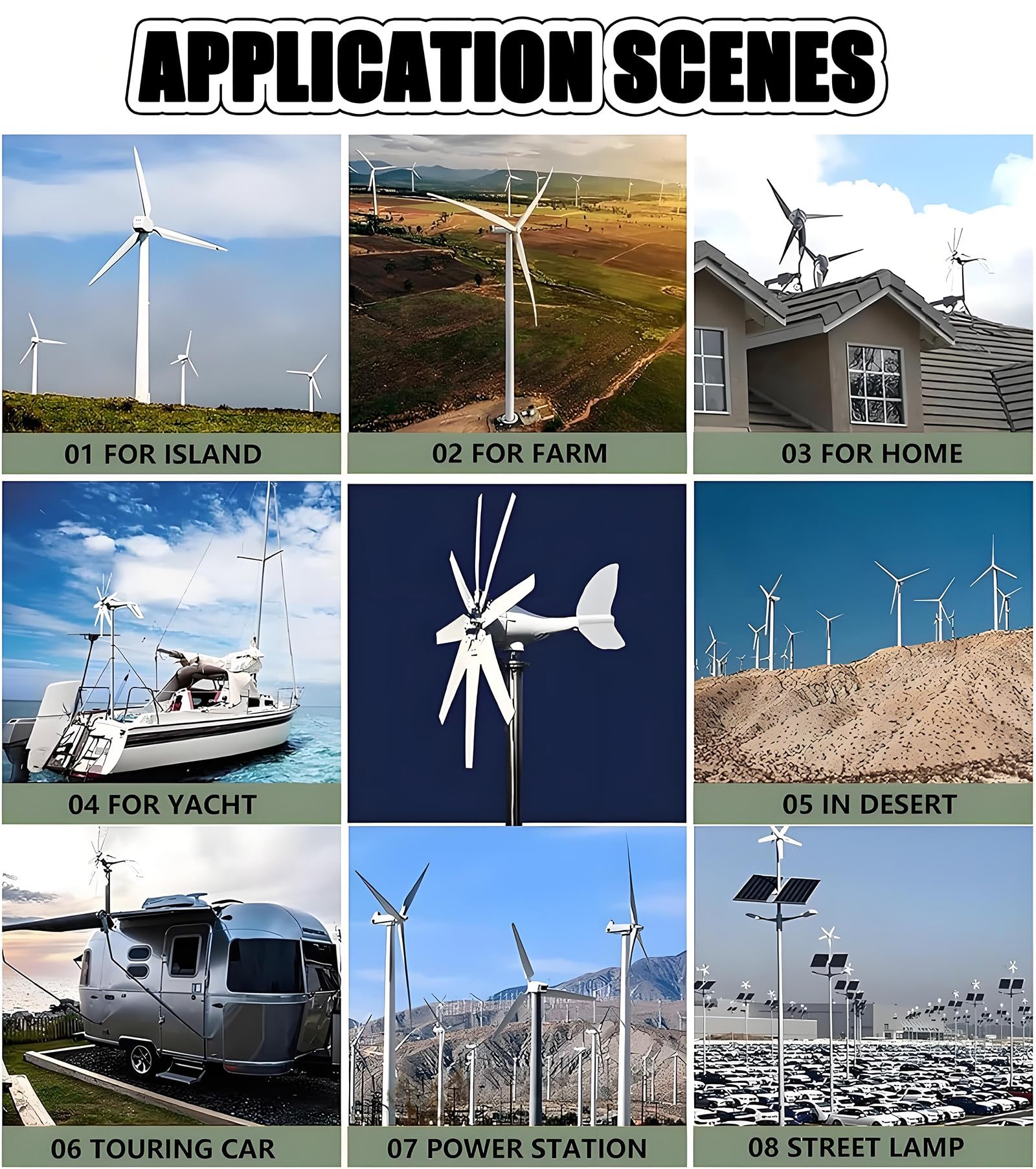 Generador Eólico De 8 Aspas, Generador Eólico Portátil Doméstico De 20000 W, Kit De Turbinas Eólicas De Eje Vertical, Bajo Nivel De Ruido, para Sistemas Híbridos Solares Y Eólicos 24V