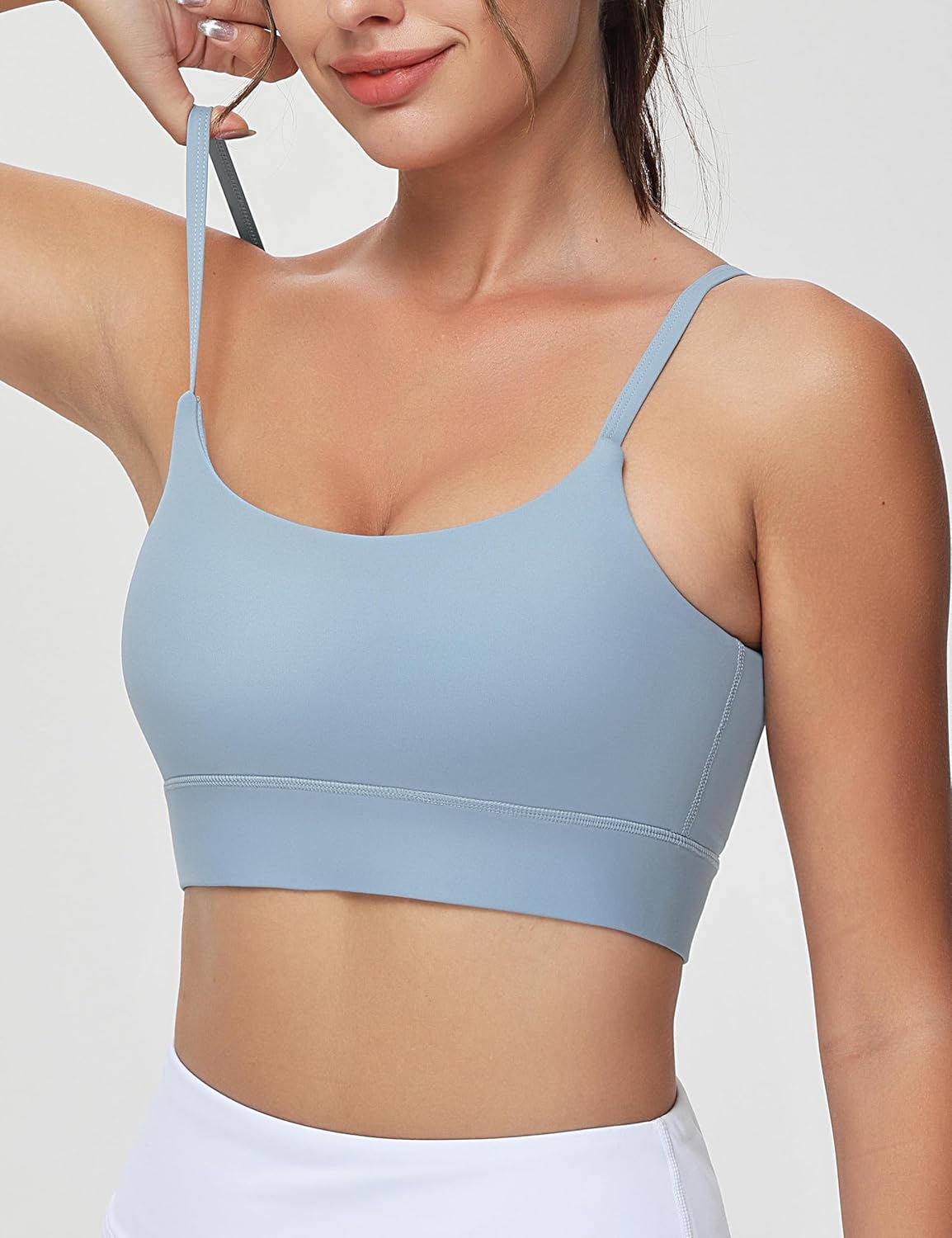 THE GYM PEOPLE Women's Adjustable Longline Sports Bras Scoop Neck Padded Wireless Workout Yoga Tops - Image 3