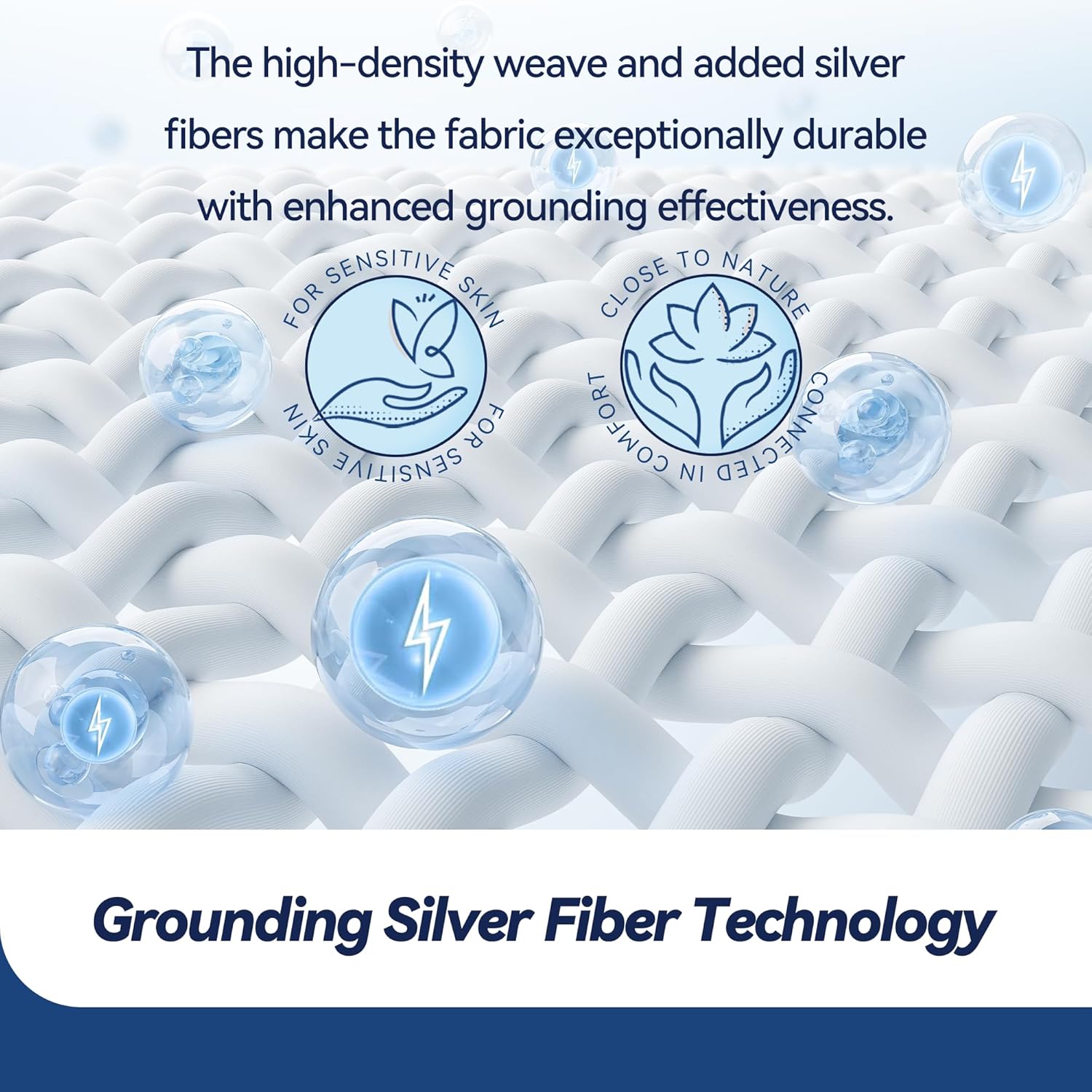 Nayoroom Organic Cotton Silver Grounding Sheet Queen - 21" Deep Pocket, Grey