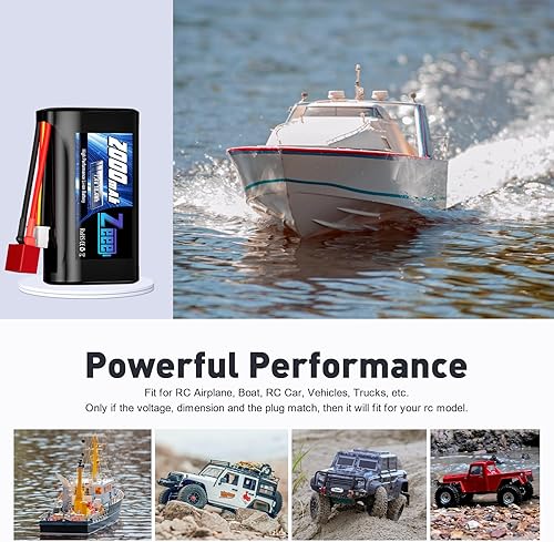 Miniatura 5 de Zeee Batería de iones de litio 2S de 2000 mAh 7.4 V Deans T conector con cargador de batería de 7.4 V compatible con 110, 112, 116 escala RC Cars