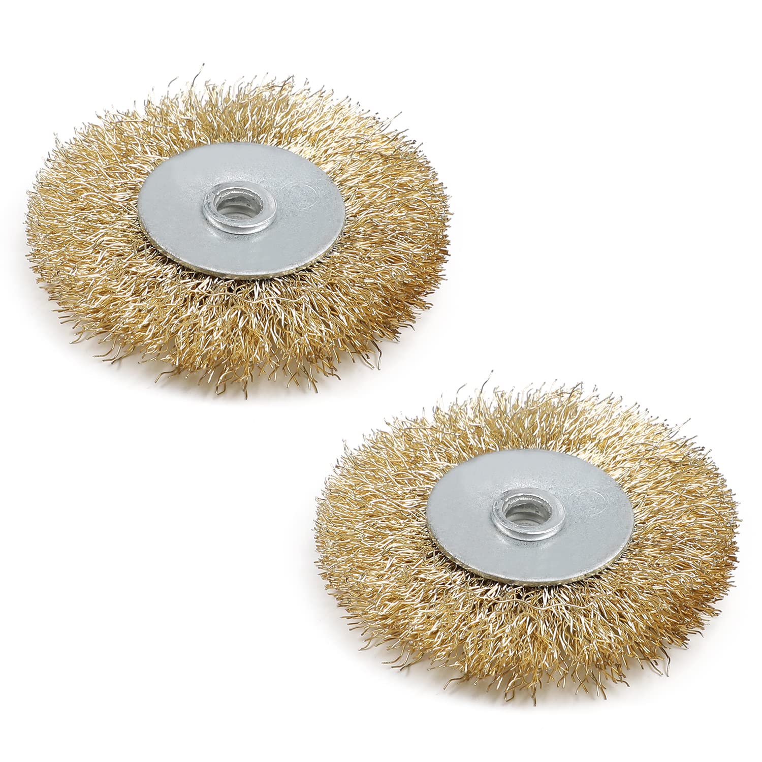 Utoolmart Wire Wheel Brush, with 6mm Shank Steel Wire Brush, Wire Brush for Drill, 65mm Wire Brush, for Removing Rust Polishing Metals, 2 Pcs