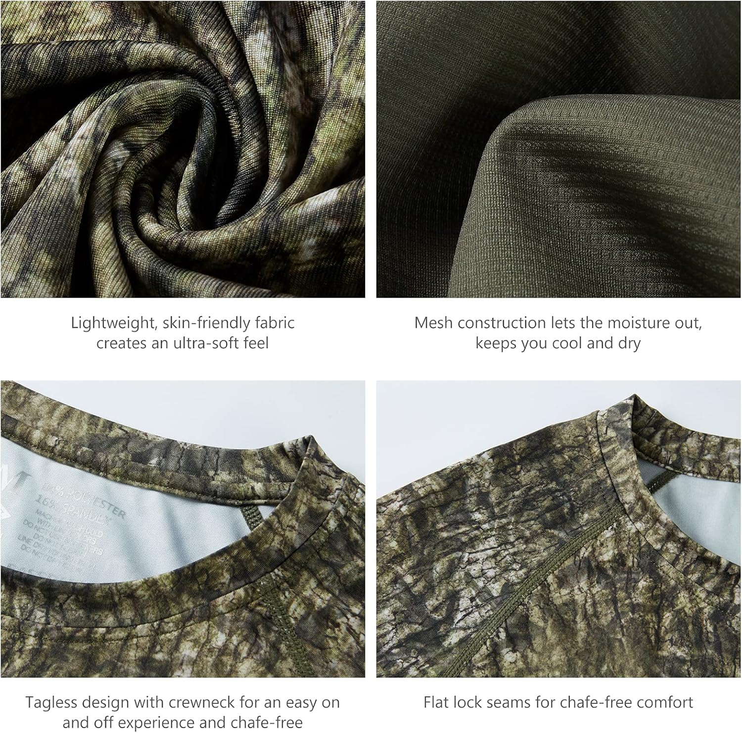 BASSDASH Men's Hunting Camo Performance Long Sleeve Shirt Fishing UPF50+ FS13M