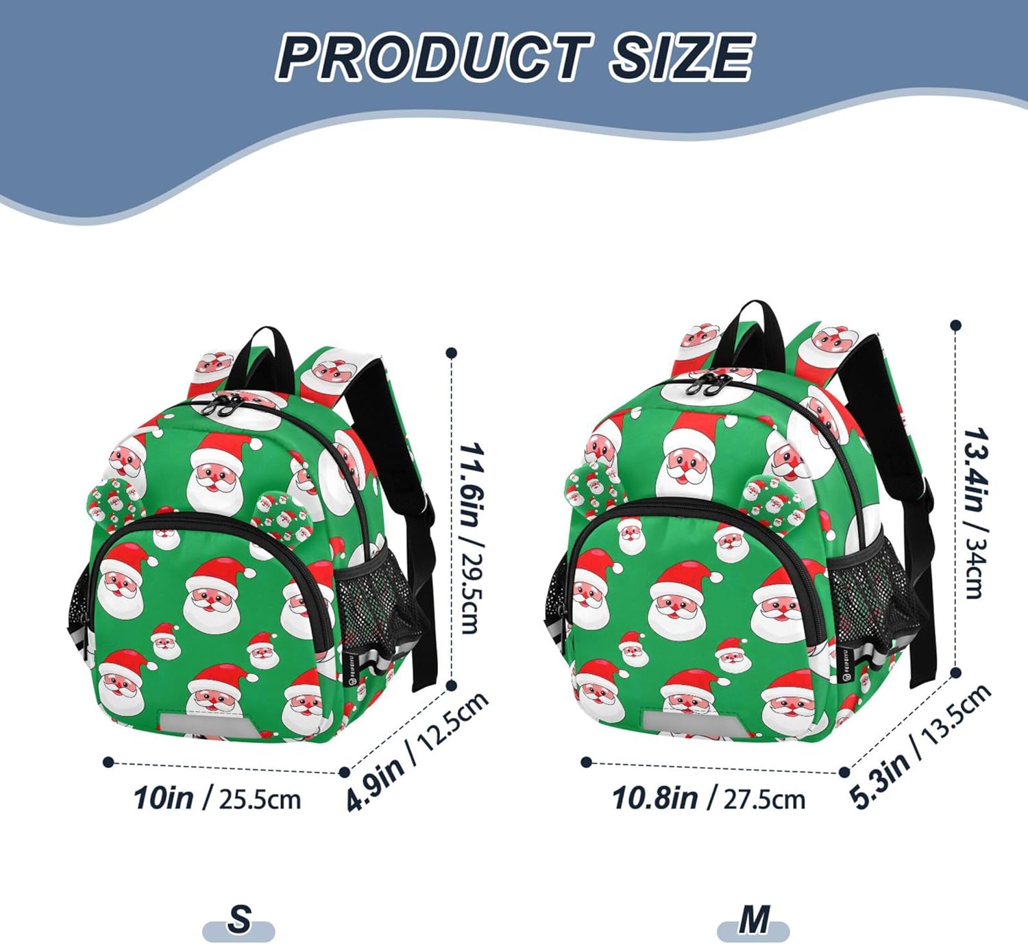 Joisal Cute Kids Backpack for Toddler Bagpack Boys Daycare Bag for School Girls Green Santa Claus Green S 7L