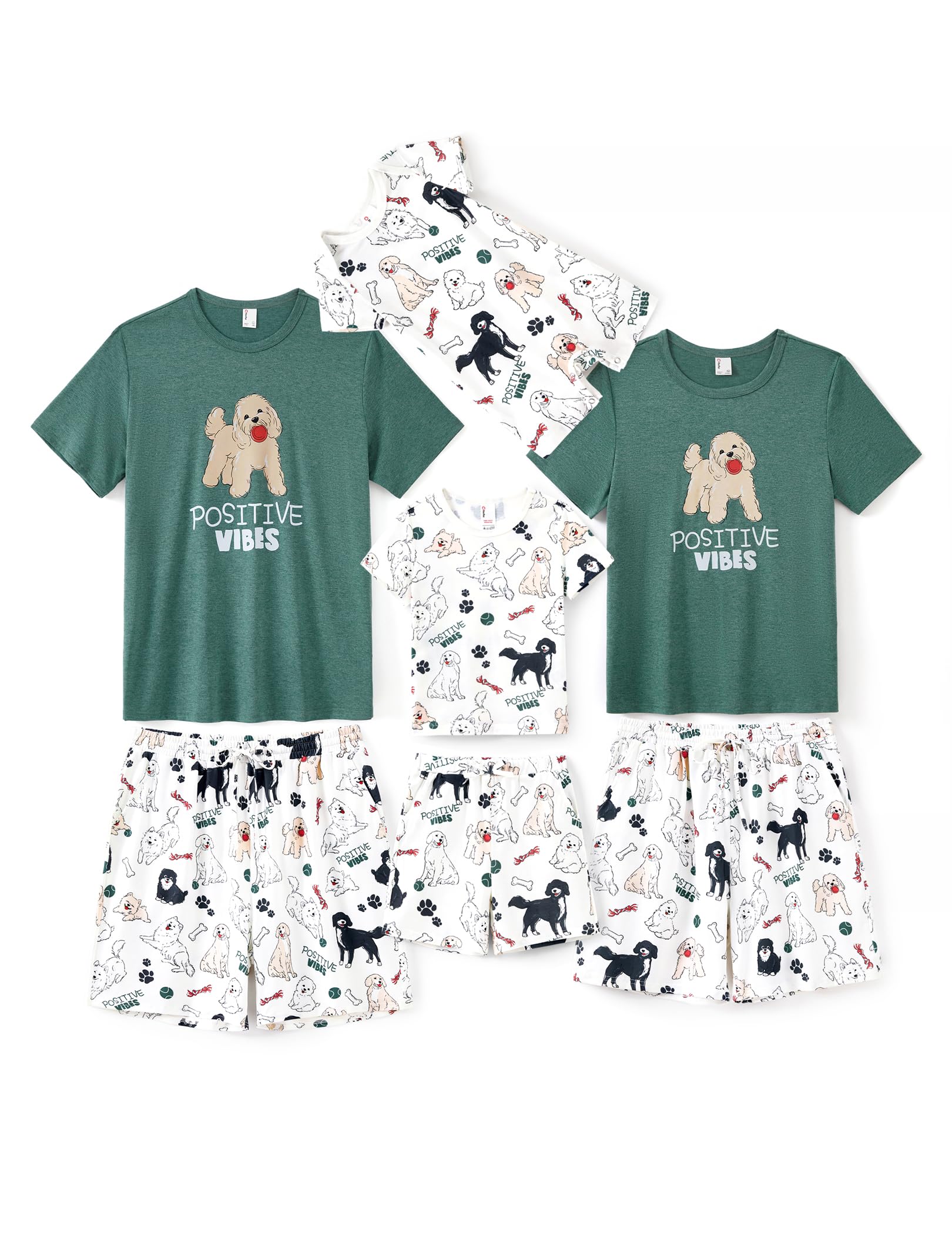 PATPAT Matching Pajamas for Family Mommy and Me Pajamas Cartoon Print Short Sleeve Tops and Shorts Casual Sleepwear Sets