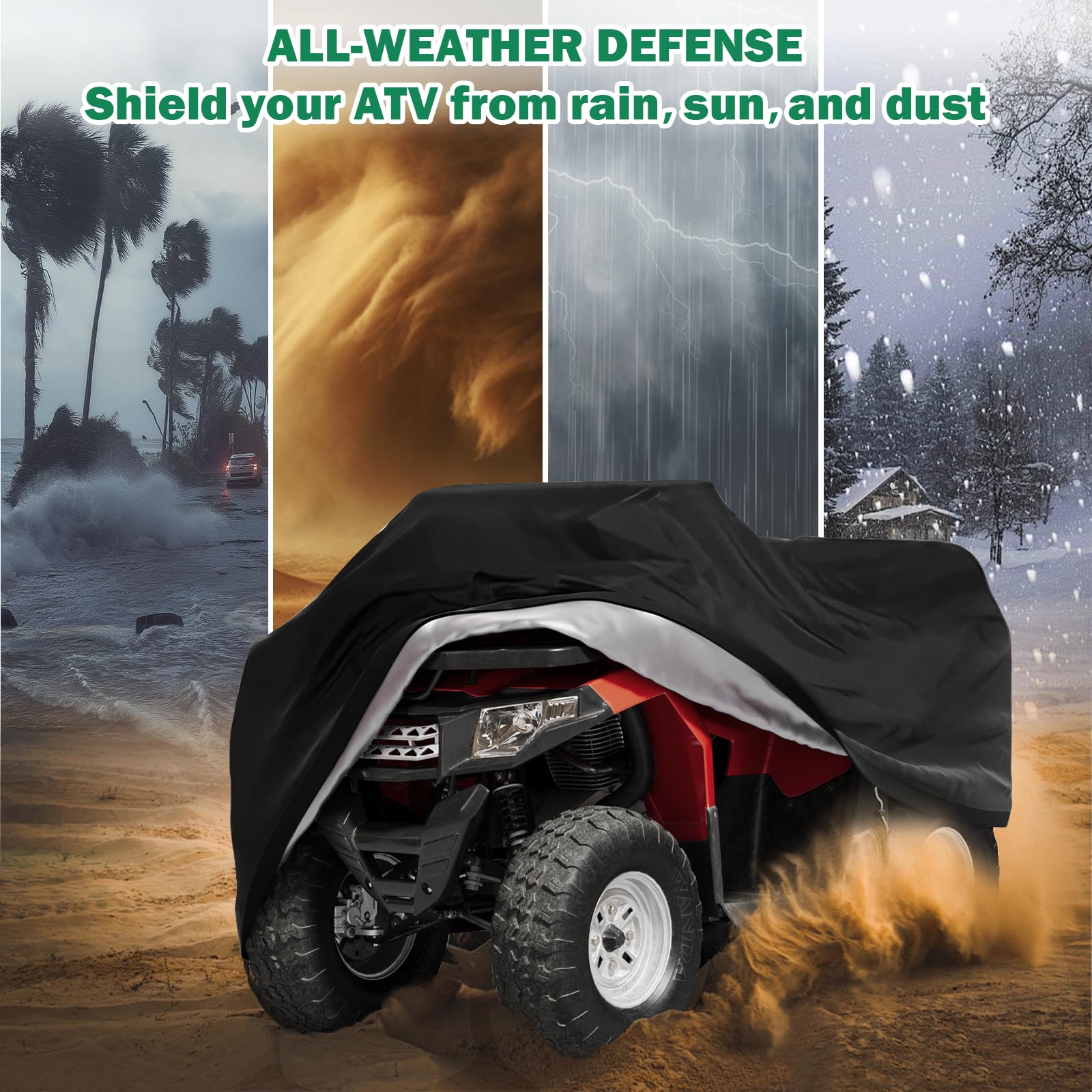 Bâche de protection imperméable pour quad - Taille XXL - 250 x 110 x 120 cm - En tissu Oxford 210D - Pour véhicules tout-terrain, ATV - Résistante à l'hiver Bâche de protection imperméable pour quad - Taille XXL - 250 x 110 x 120 cm - En tissu Oxford 210D - Pour véhicules tout-terrain, ATV - Résistante à l'hiver
