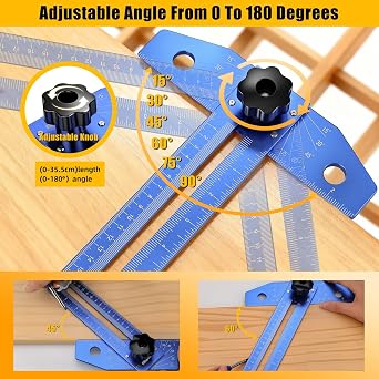 GRENPRO Woodworking Scriber Marking Line Ruler with Carpenter Pencil & Metal Ruler, Adjustable Aluminum Alloy Sliding T-Square Ruler, Measuring Angle Finder with Adjustment Scale,Drawing Aid Rule tool