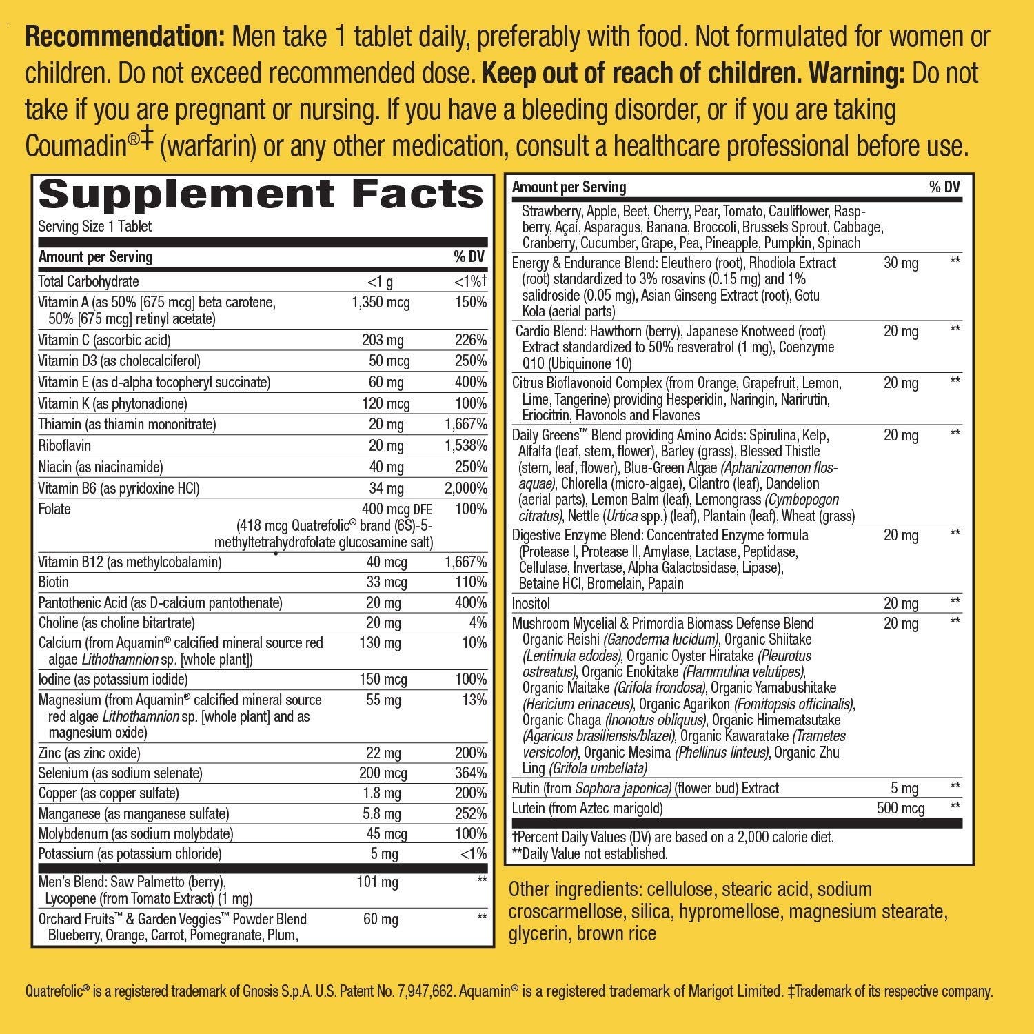 Nature’s Way Alive! Men’s Ultra Potency Complete Multivitamin, High