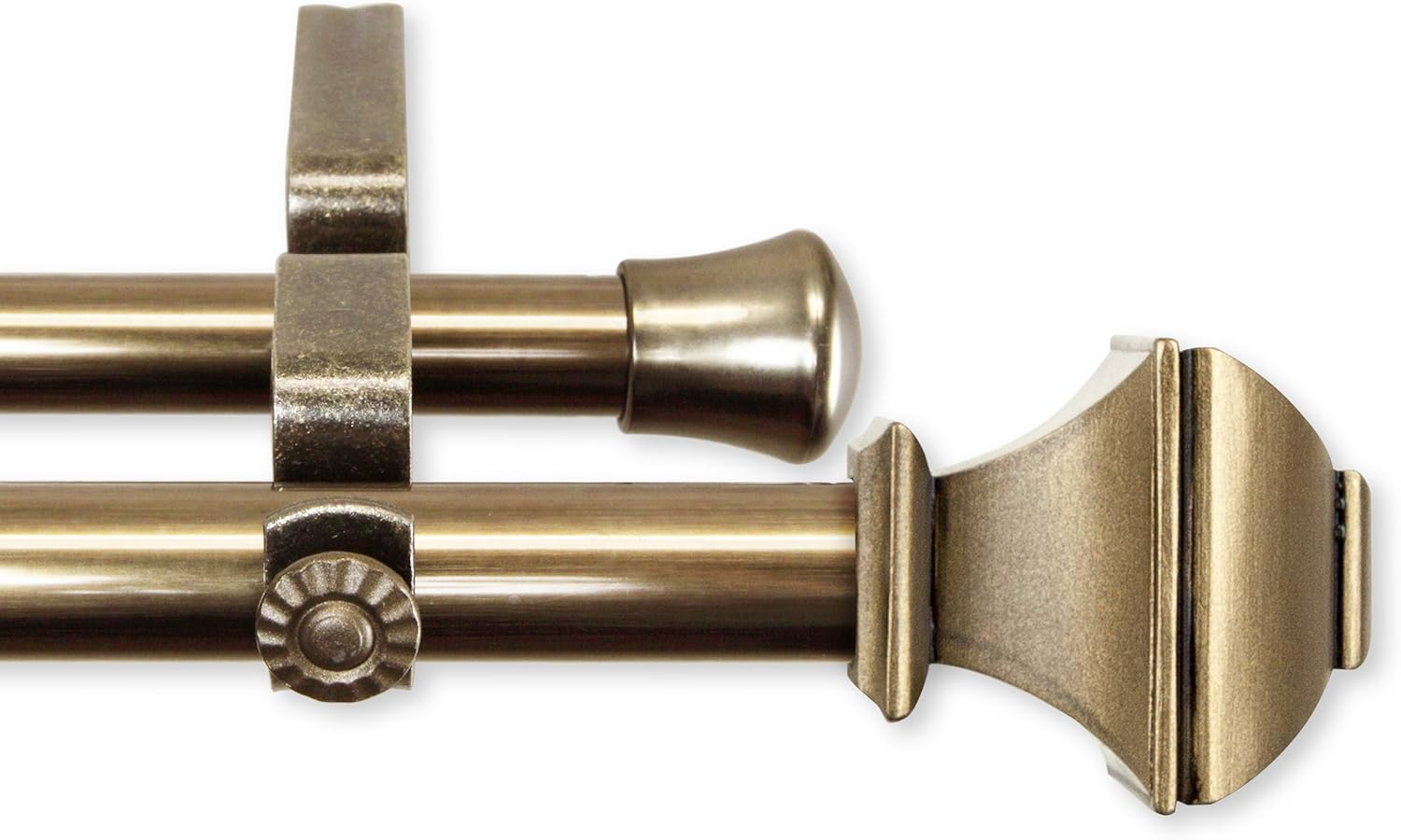 A&F Rod Decor - Phife Double Curtain Rod 28-48 inch - Antique Brass