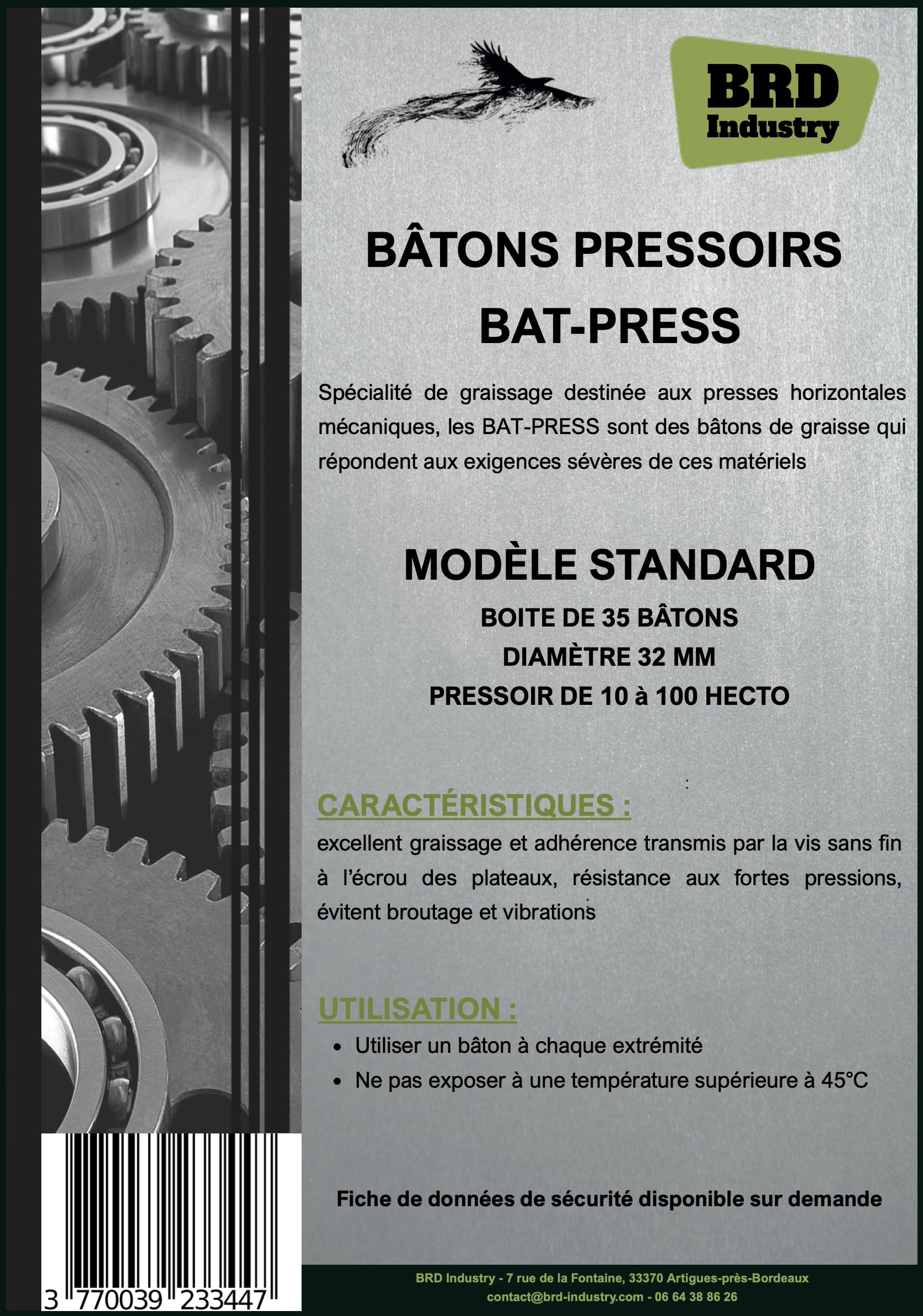 Bastoncini di grasso per presse BAT-PRESS (Modello standard - Diametro 32 mm)