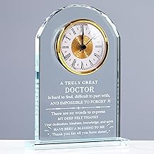 YWHL Doctor Gifts for Men Women, Crystal Glass Clock Thank You Appreciation Gifts for Doctors Best Doctor Ever Gift Idea for Doctors Day Birthday Retirement Christmas Office Table Decor
