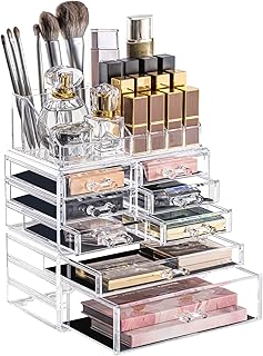 DreamGenius Makeup Organizer 3 Pieces Acrylic Cosmetic Storage Drawers Organizer for Vanity and Bathroom, Stackable Cosmet...