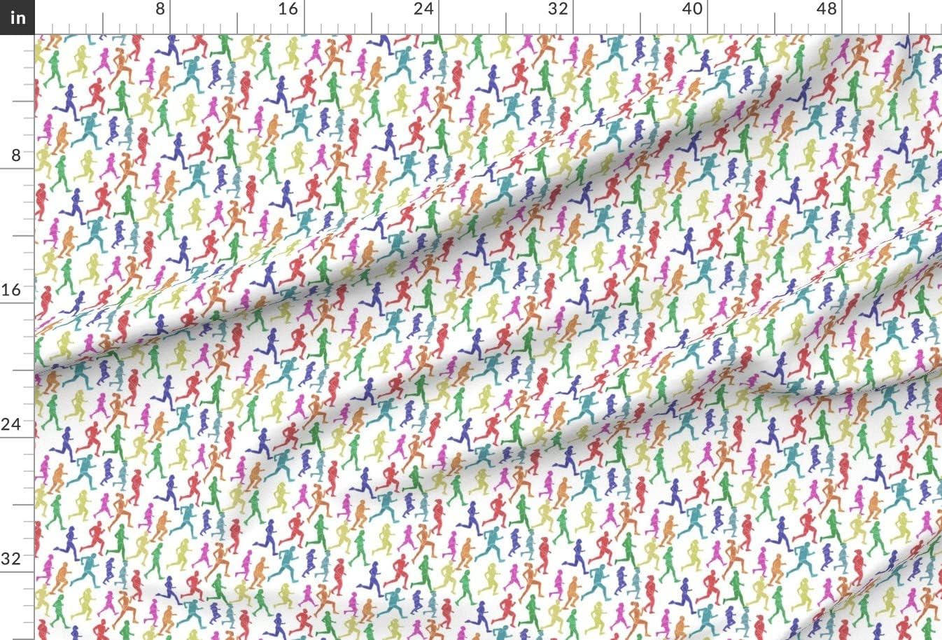 Spoonflower Fabric - Rainbow Runners Running Marathon Race Womens Sports Printed on Minky Fabric by The Yard - Sewing Baby Blankets Quilt Backing Plush