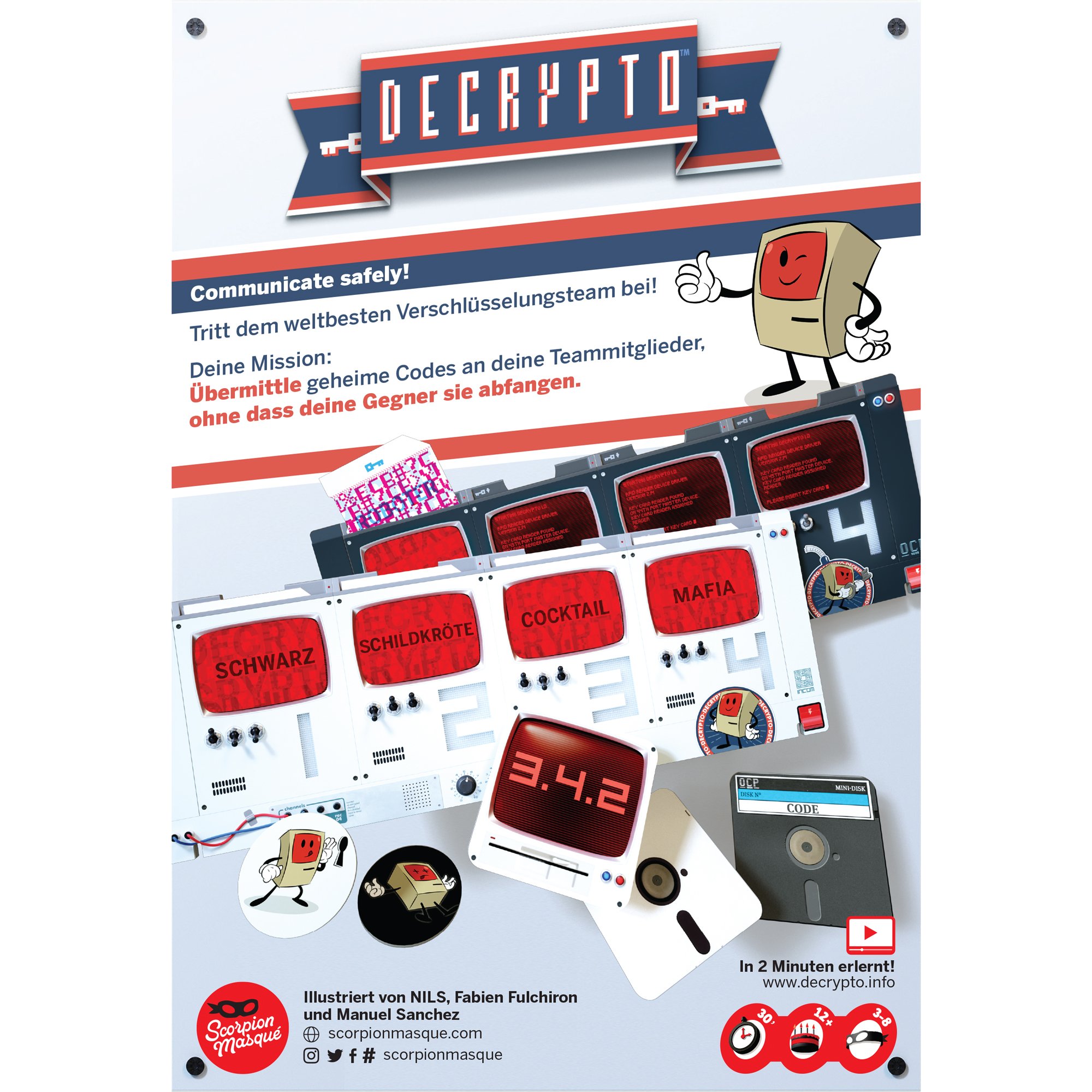 Asmodee | Le Scorpion Masqué | Decrypto | Jeu de fête | Jeu de devinettes | 3 à 8 Joueurs | À partir de 12 Ans + 30 Minutes | Allemand