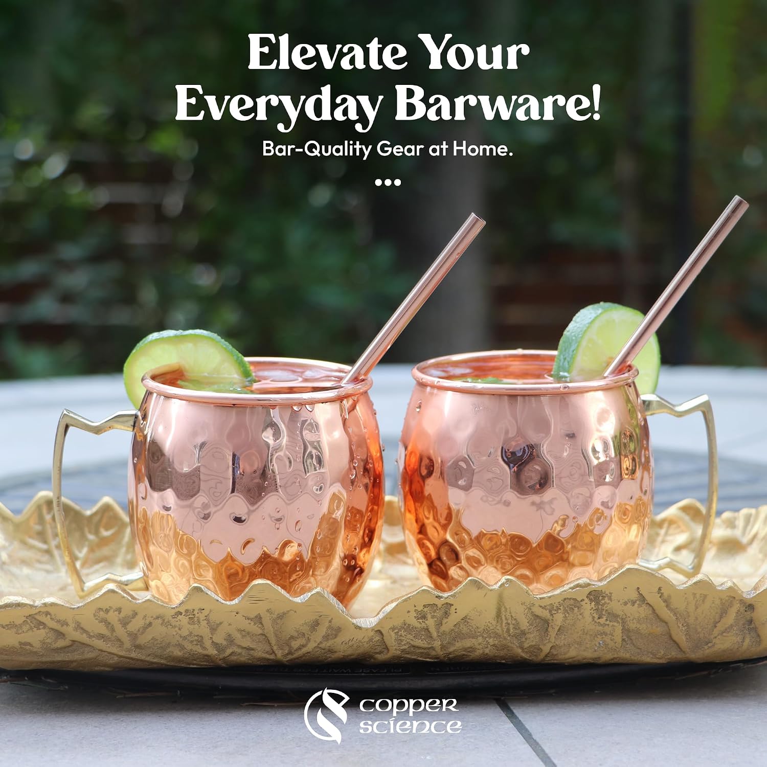 Pure Handcrafted Copper Cups – Moscow Mule Cups Set of 2 with Cocktail Straws – Moscow Mule Mugs for Home Bar, Kitchen Accessories