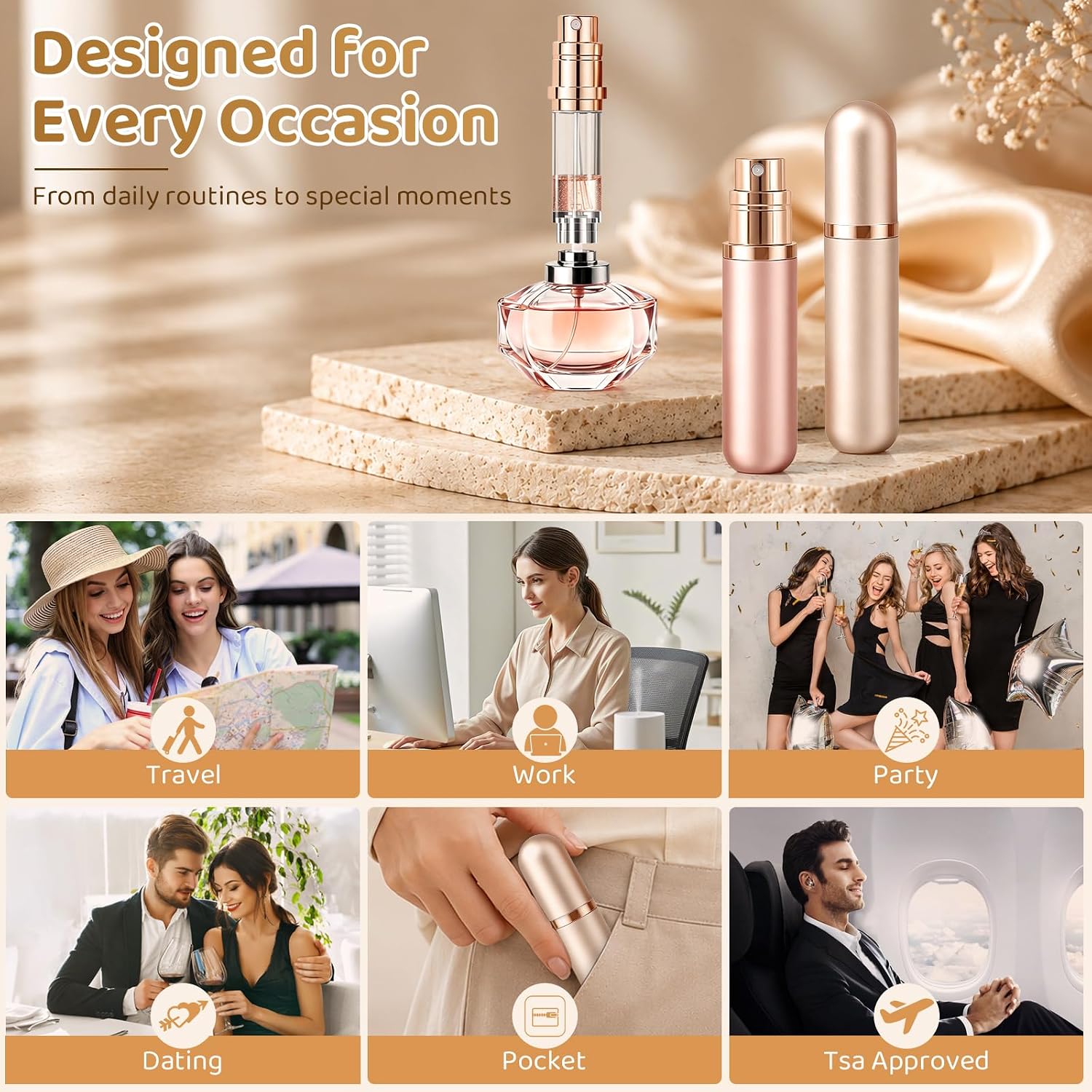Perfume Travel Refillable Bottle 5ml Bottom-Filling Perfume Atomizer