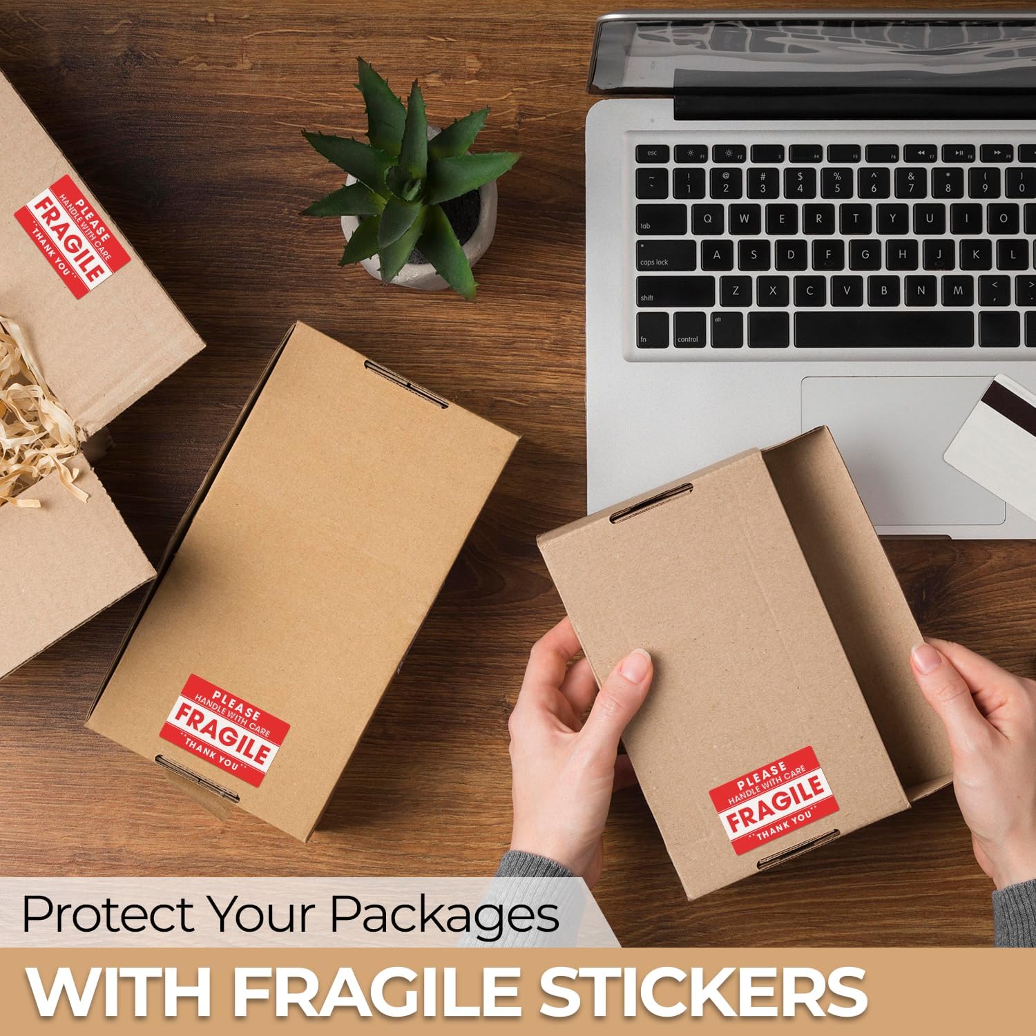 StickerJet Fragile Handle with Care Stickers Roll – (500 Labels, 2"x3") Bright Shipping and Packaging Labels with Strong Adhesive – Made in USA
