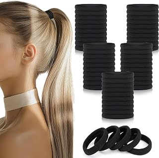 50Pcs Elastic Hair Ties, Thick Seamless Hair Bands No Damage Soft Ponytail Holders Hair Accessories for Girls Women, Neutral
