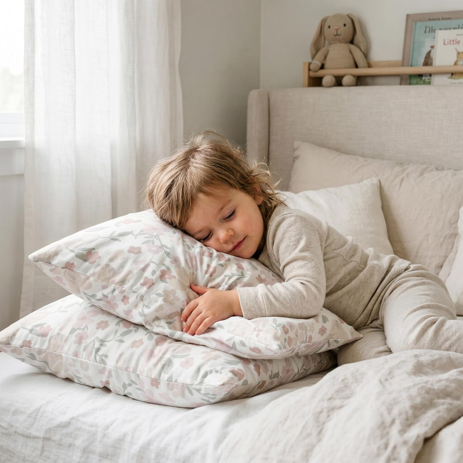 Makemake Organics Organic Toddler Pillowcase (Set of 2) GOTS Certified Organic Cotton Pillowcase - Ultra Soft Breathable Fits 13x18 Girls Neutral Unisex Flowers (14"x19", Blossom)
