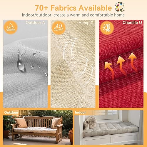 Miniatura 3 de ROFIELTY Cojín de banco de 45 x 18 pulgadas, cojines para muebles de patio, cojín de asiento antideslizante para interiores y exteriores, cojín de