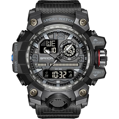 KXAITO Men's Watches Sports Outdoor Waterproof Military Watch Date Multi Function Tactics LED Face Alarm Stopwatch for Men 3133