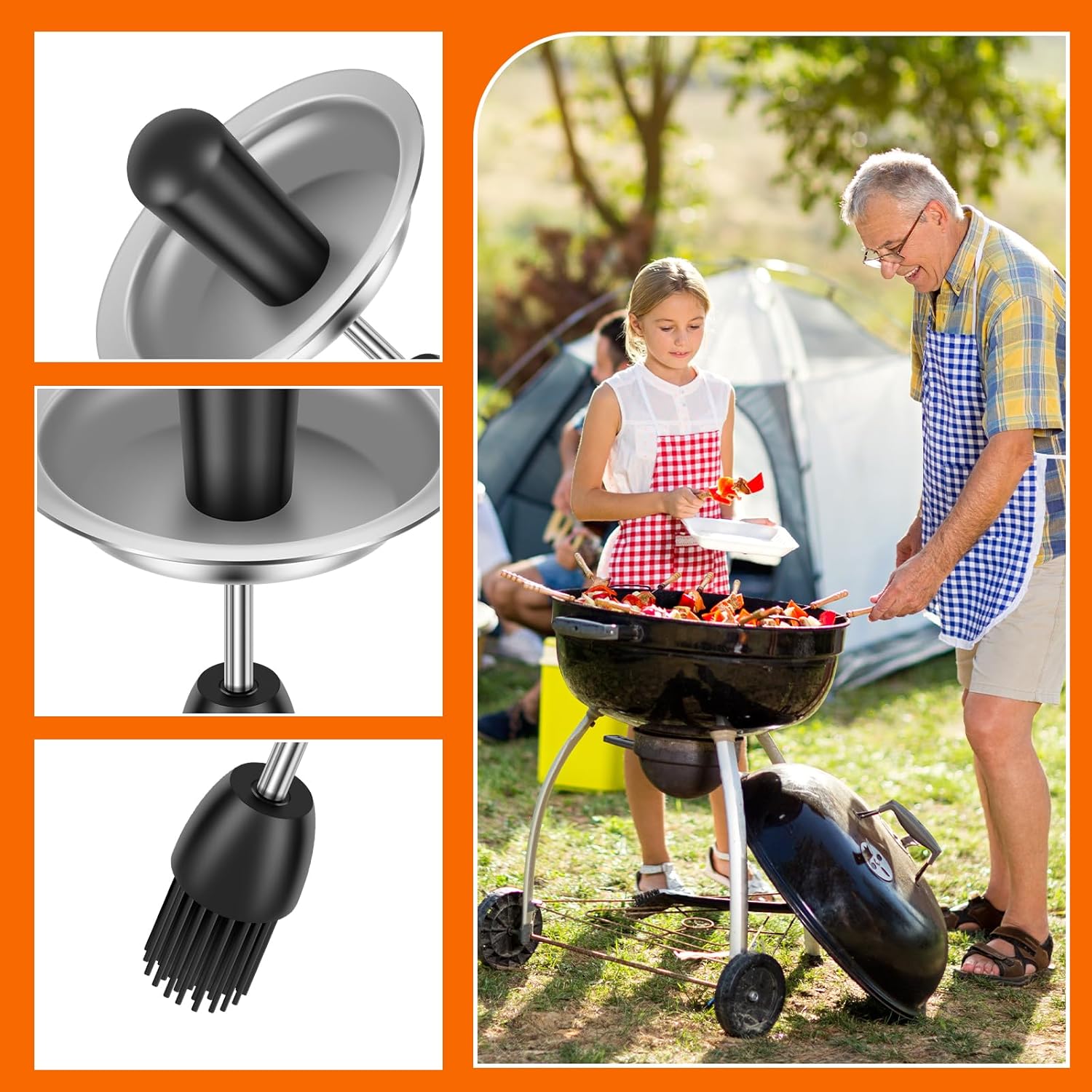 Stainless Steel Sauce Pot Basting Brush Rust Sauce Oil Basting Set Easy to Clean Multipurpose BBQ Basting Pot with Silicone Brush for Cooking