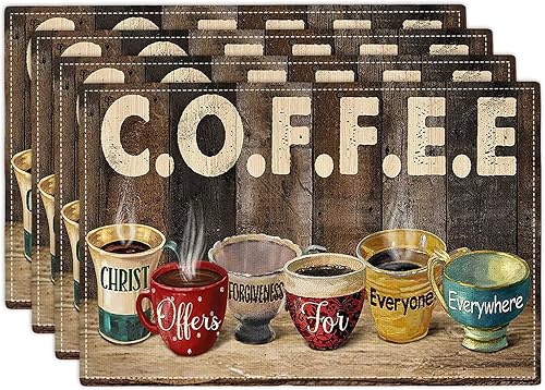 Miniatura 48 de Juego de 4 manteles individuales florales y colibríes, lavables, para decoración del hogar, fiesta, interior, cocina, comedor, 12 x 18 pulgadas