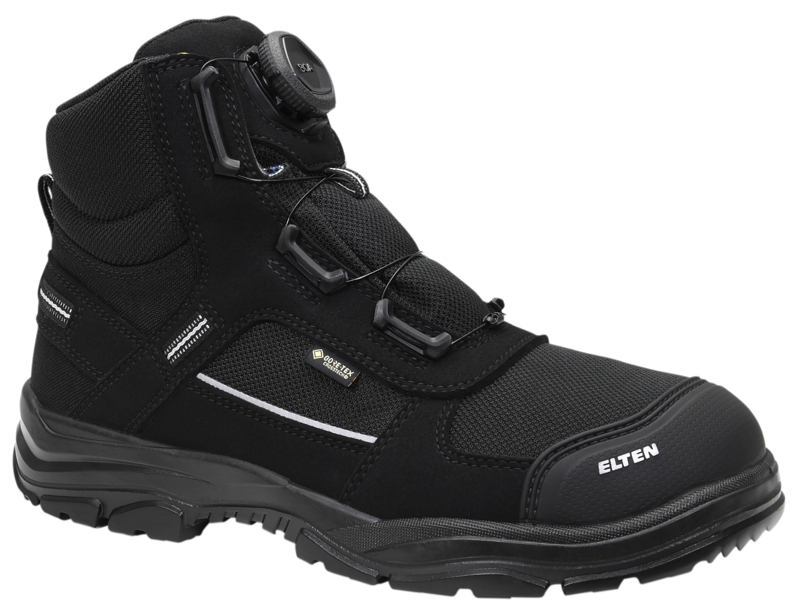 ELTEN Sicherheitsschuhe Matthew Pro BOA GTX Mid ESD S3 CI Typ 3, Damen und Herren, Textil, Stahlkappe, leicht, klassisch 47, Schwarz