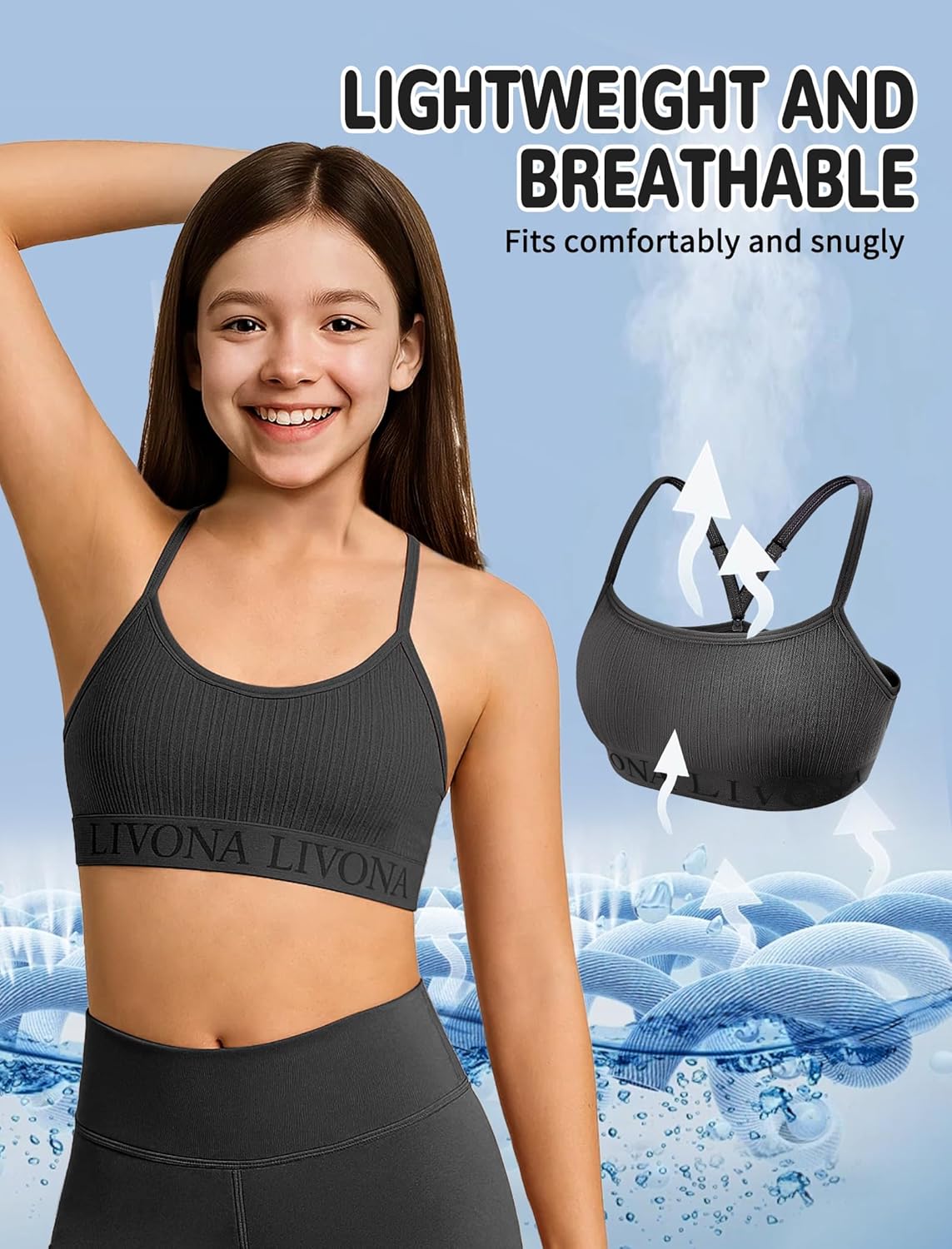 Livona 6-Pack Seamless Bralette Set - Soft Training Bras & Sports Bras for Teens, Comfortable Wire-Free Bras for Girls - Image 4