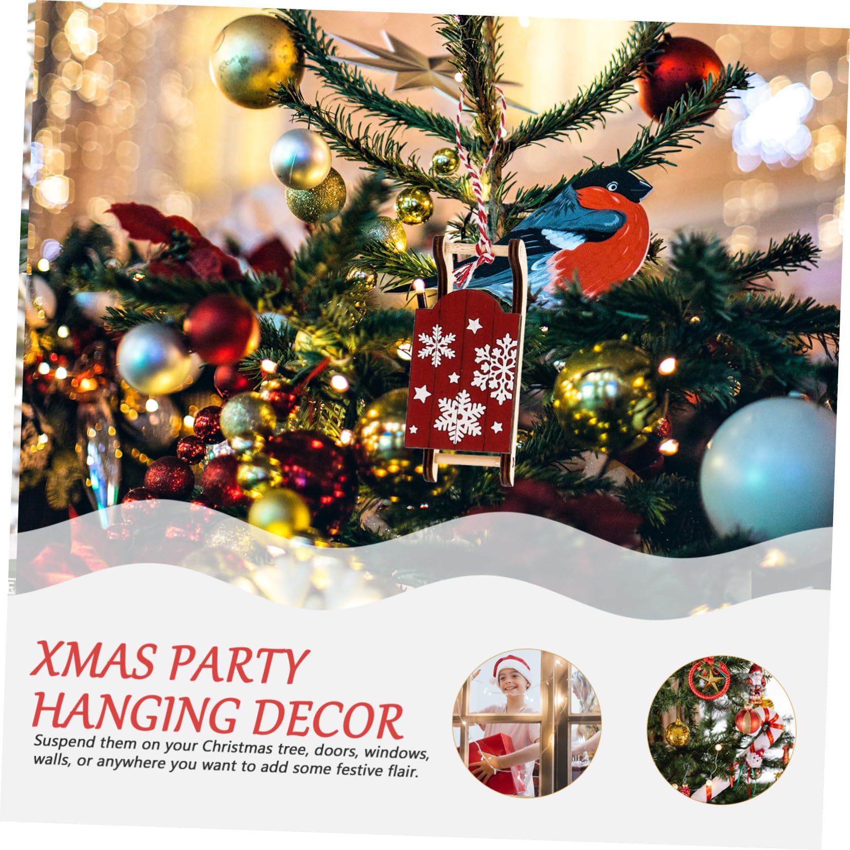 Cabilock 4 Juegos Suministros De Decoración Navideña Colgantes De Esquí. Decoraciones Navideñas Al Aire Arbol De Navidad Colgando Árbol De Navidad Brillo Felpa De Madera 6 Piezas * 4