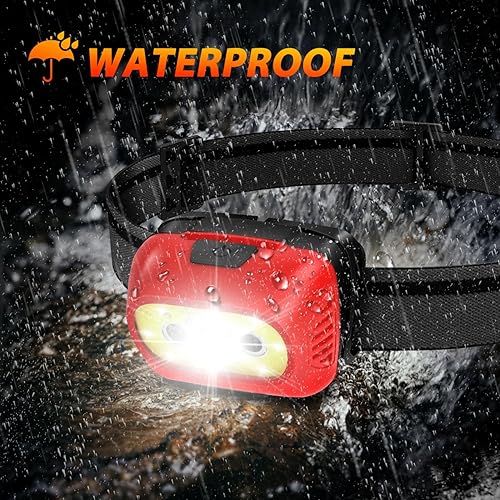 Miniatura 5 de Aigostar Linterna frontal recargable de 6500 K 600 lúmenes, impermeable, brillante, intermitente, de larga duración, sensor de movimiento, lámpara