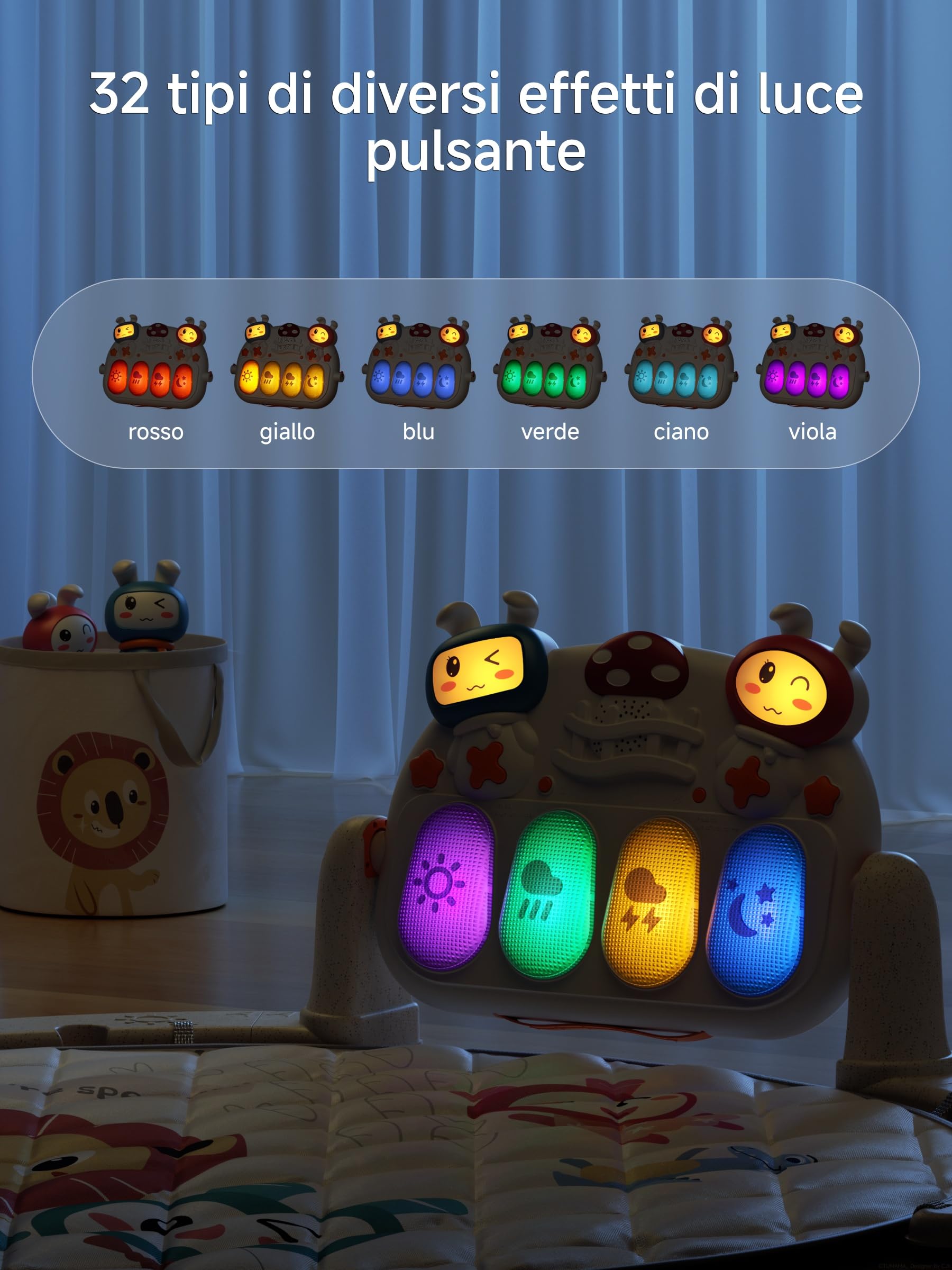 TUMAMA KIDS 4-in-1 Baby Gym Neonato, Palestra Tappeto Musicale Giochi Per Bambini, Palestrina Con Pianola Bambino, 70+ Suoni, 25+ Min Musica e Luci, Arco Attività Gioco, Giocattoli Neonati 3 6 7 Mesi