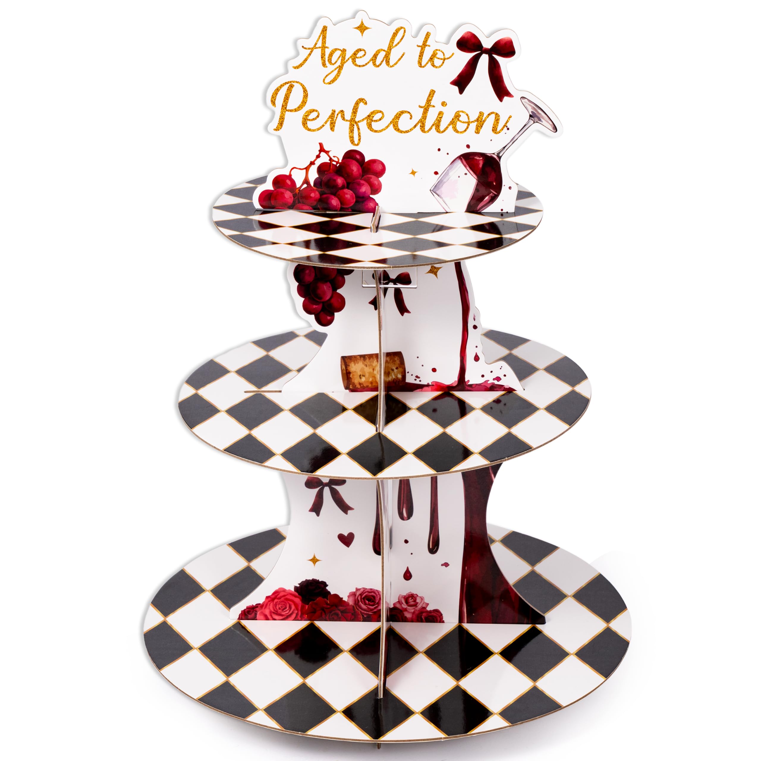 2OOYA 3 Tiers Age Perfection Cupcake Stand Fall Birthday Party Decoration — image 1