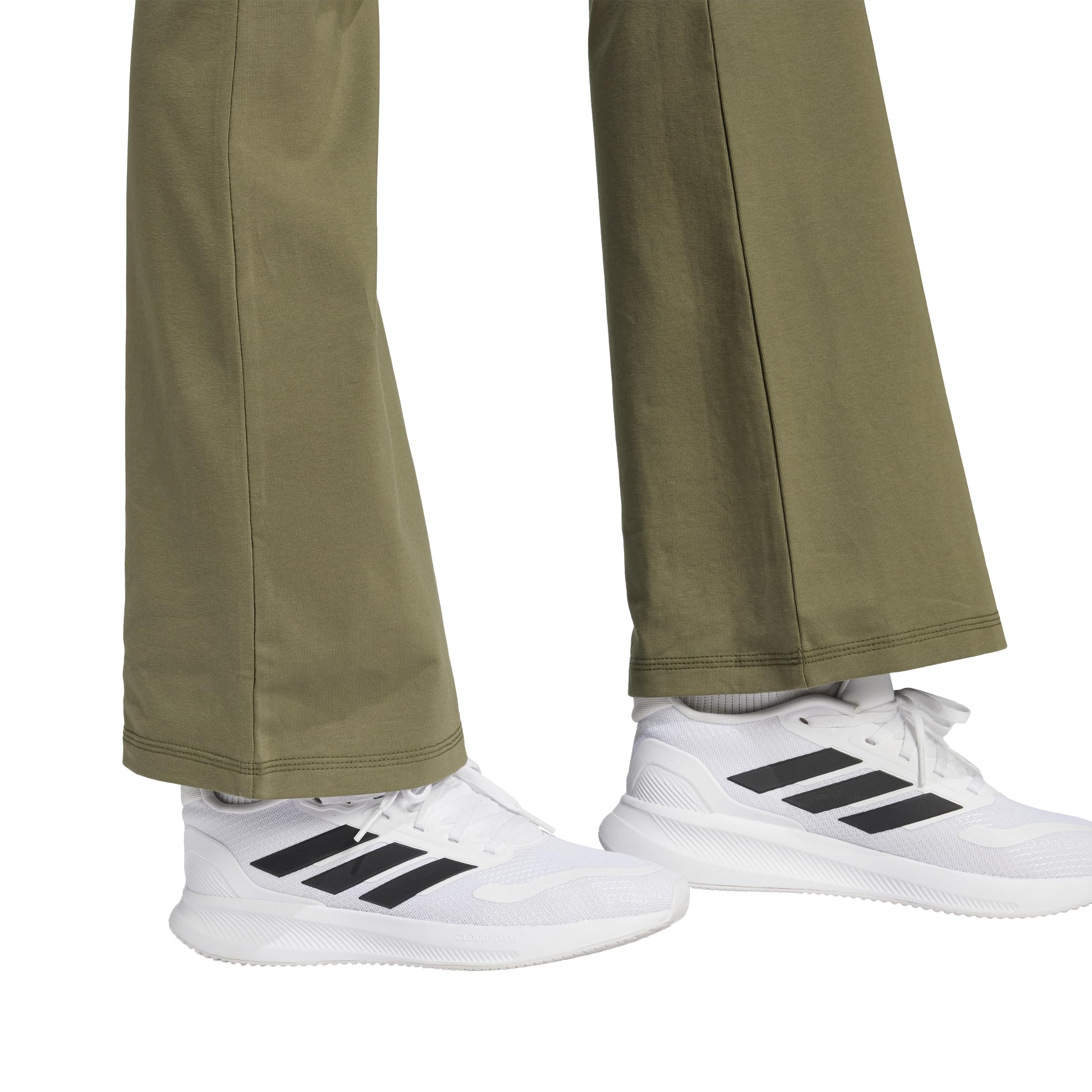 adidas Damskie Essentials Małe Logo Rozkloszowane Legginsy, Olive Strata/Biały, L, Olive Strata/Biały, L