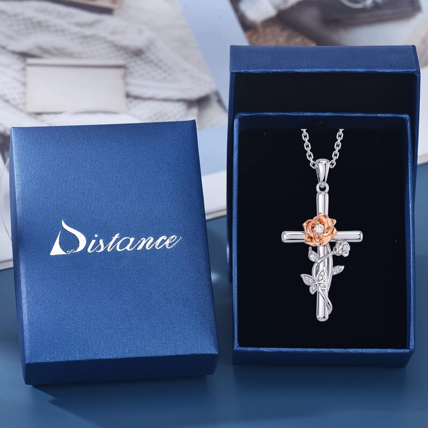 Distance Cross Necklace for Women 925 Sterling Silver Jewelry Pendant Necklace for Mom Wife Gift for Mother's Day or Birthday - Image 7