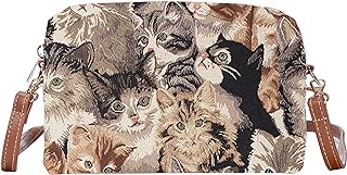 Signare Tapestry Women Fashion Travel Hip Cross Body Bag Brown Cats Design (HPBG-CAT)