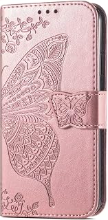 Didan Funda de piel para Google Pixel 6 Pro, diseño de flores de mariposa retro, interior suave, magnética, estilo libro, con soporte, color oro rosa