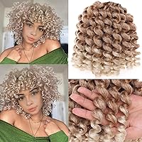 Vista 11 de Paquete de 3 trenzas de cabello rizado Jumpy Wand de 8 pulgadas, 20 mechones por paquete, 2.65 oz, extensiones de cabello sintético de ganchillo