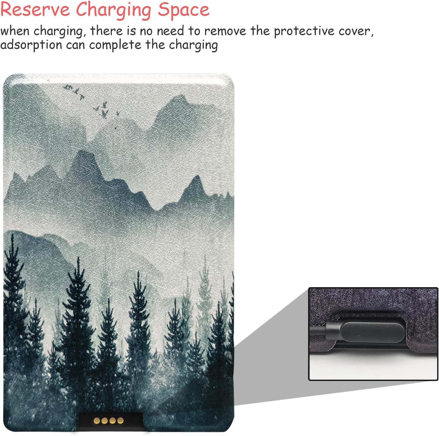 Magnetic Case for XTEINK X4 Pro E-Book Reader, Forest Mountains