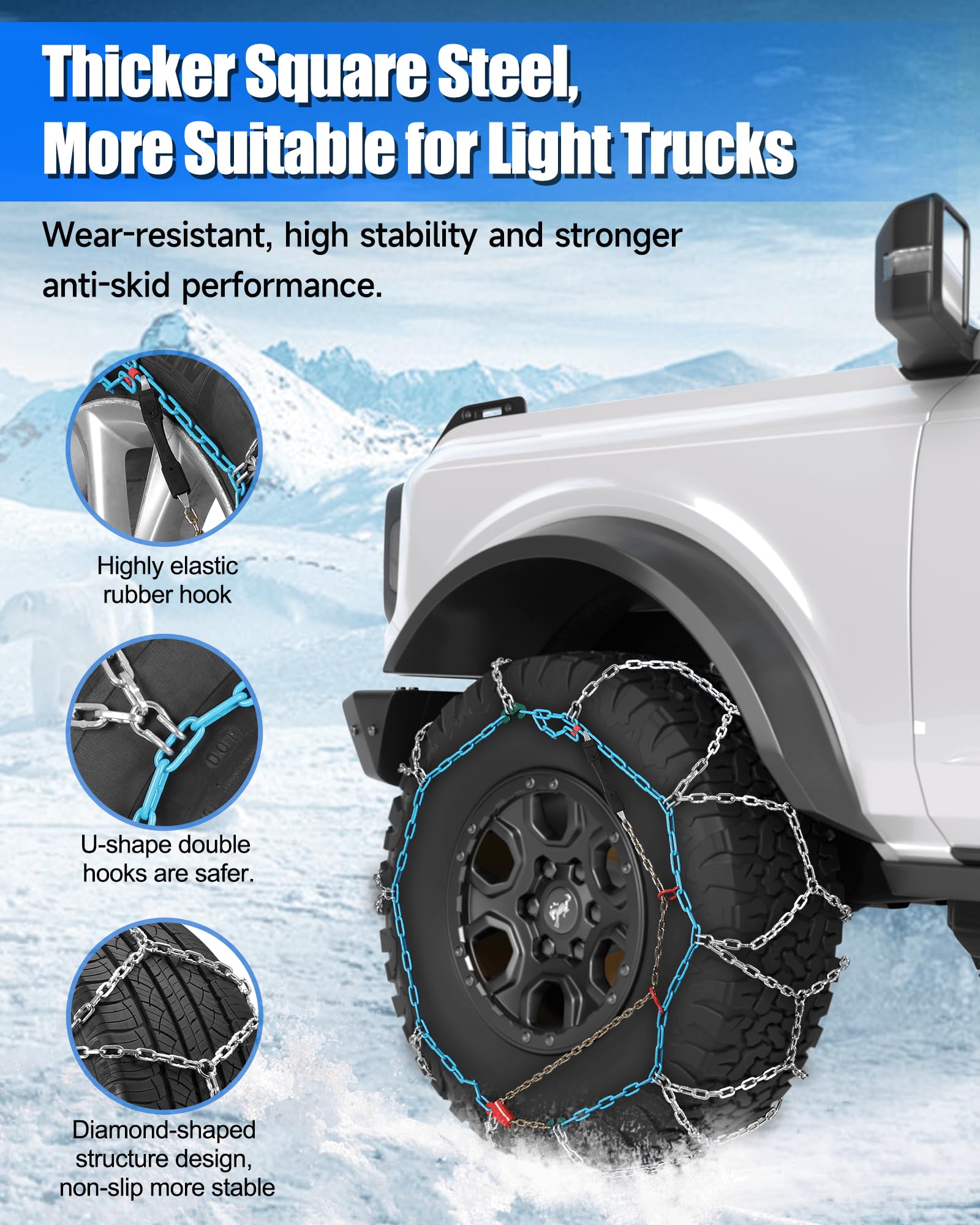 AutoChoice Snow Tire Chains for Light Truck SUV Pickup Trucks, Set of 2?SC-RV250?