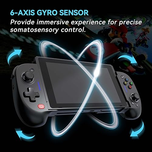 Vista 4 de ShanWan Switch Controllers, One-Piece Joypad Replacement SwitchSwitch OLED Suitable for Handheld Mode, Adjustable Turbo and Dual Vibration