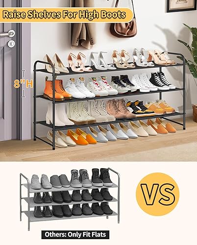 Miniatura 4 de SLEEPING LAMB Organizador largo de 3 niveles para armario, estante ancho apilable para zapatos con capacidad para 24 pares de estantes de
