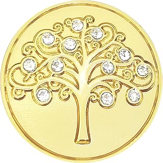 Gold Tree of Life Golf Ball Marker with Austrian Crystals | Magnetic Hat Clip Included | Family Themed Golfing Accessory | Gift for Mother or Daughter Golfers
