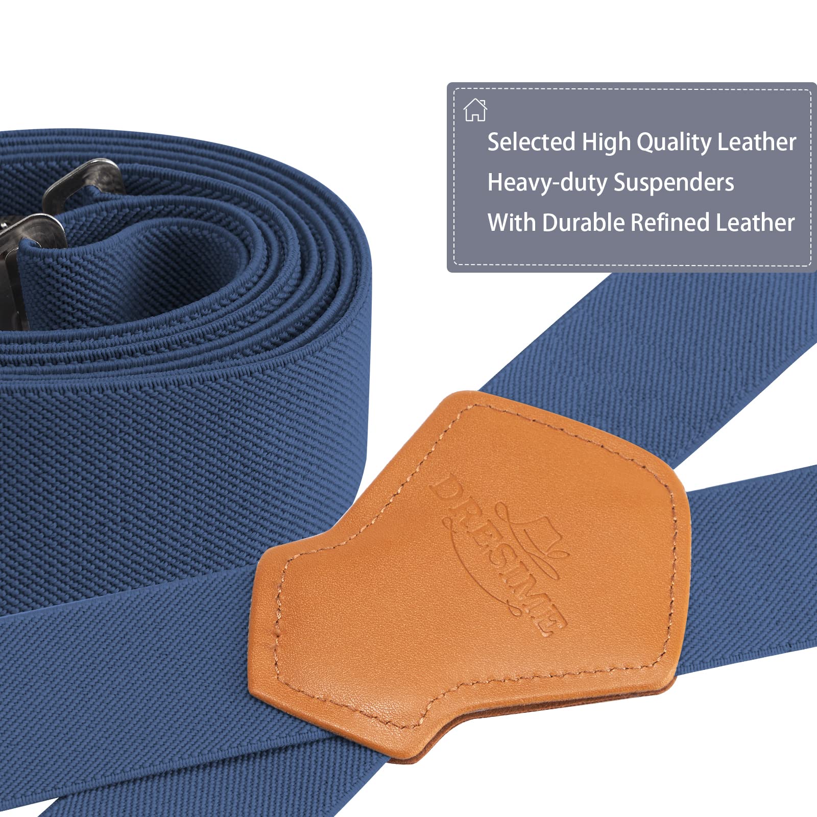 Dresime Bretelle da Uomo per pantaloni con 4 clip forti 4 cm di larghezza, per Uomini e Donne Grandi e alti Larghezza Regolabile di Elastiche e Forma a X Elastica