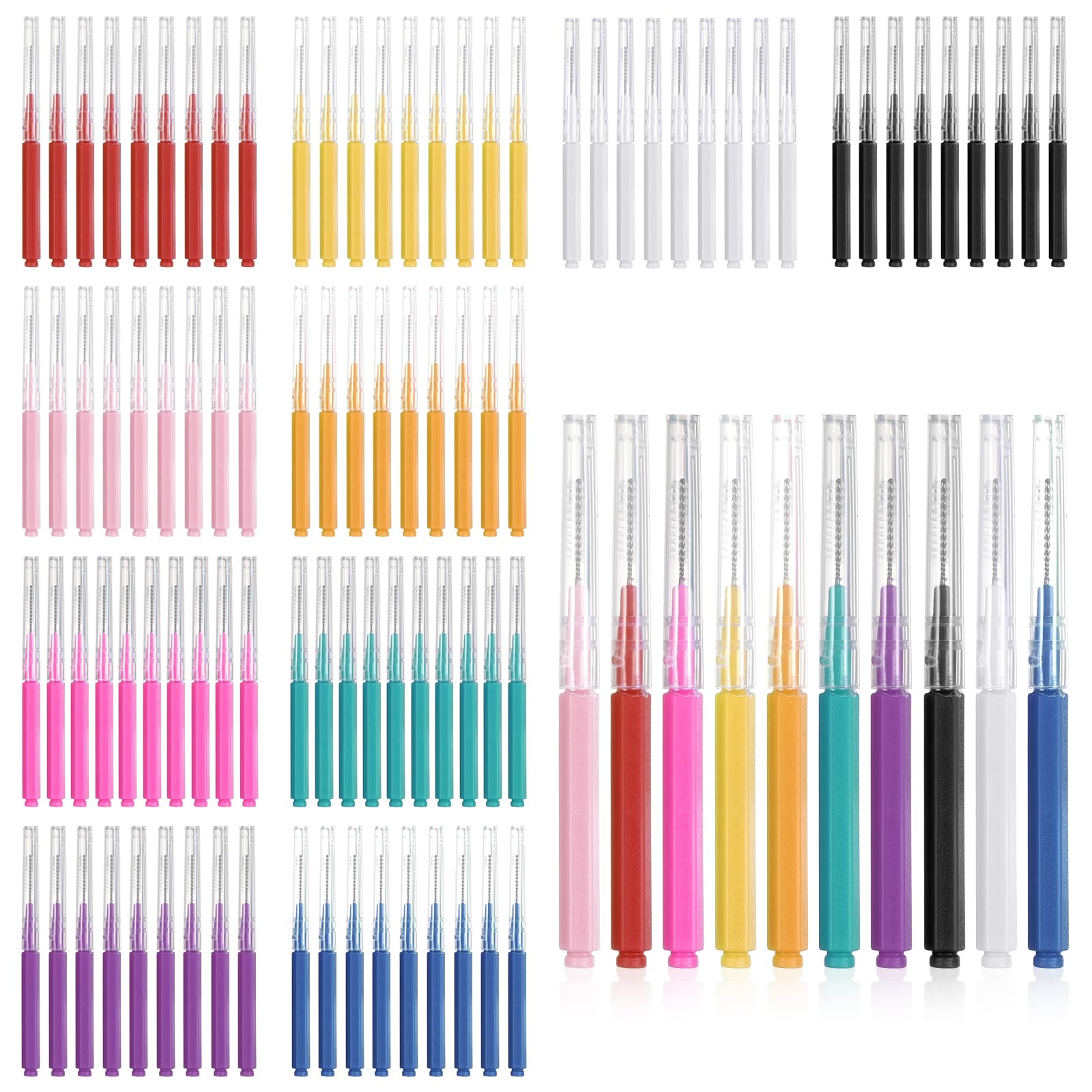 100 Pcs Interdental Brushes Dental Cleaning Tools Tooth Floss Picks Oral Hygiene Toothpicks Flossing Head Oral Dental Hygiene
