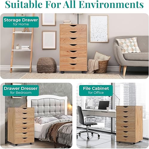 Miniatura 72 de Naomi Home Cómoda de 5 cajones para dormitorio, alta y elegante, con ruedas y estantes de almacenamiento, pequeña para guardarropa, para maquillaje,