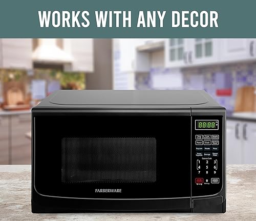 Miniatura 2 de Farberware Microondas para encimera de 900 vatios, 0.9 pies cúbicos - Horno microondas con iluminación LED y bloqueo para niños, perfecto para