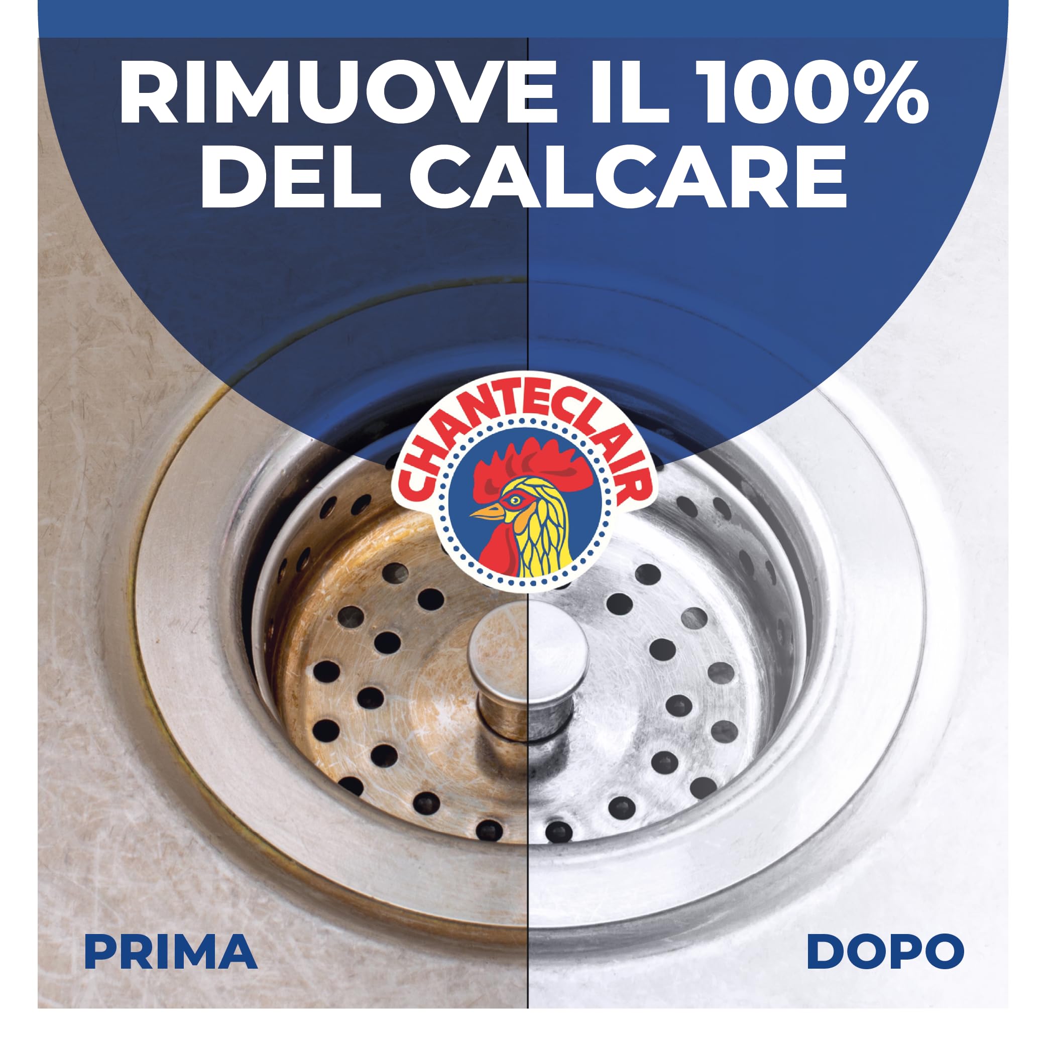 Chanteclair - Anticalcare Universale Antigoccia - Ideale Contro il Calcare su Acciaio, Rubinetti e Ceramica, Azione Antiruggine, Forza&Igiene - 625 ml