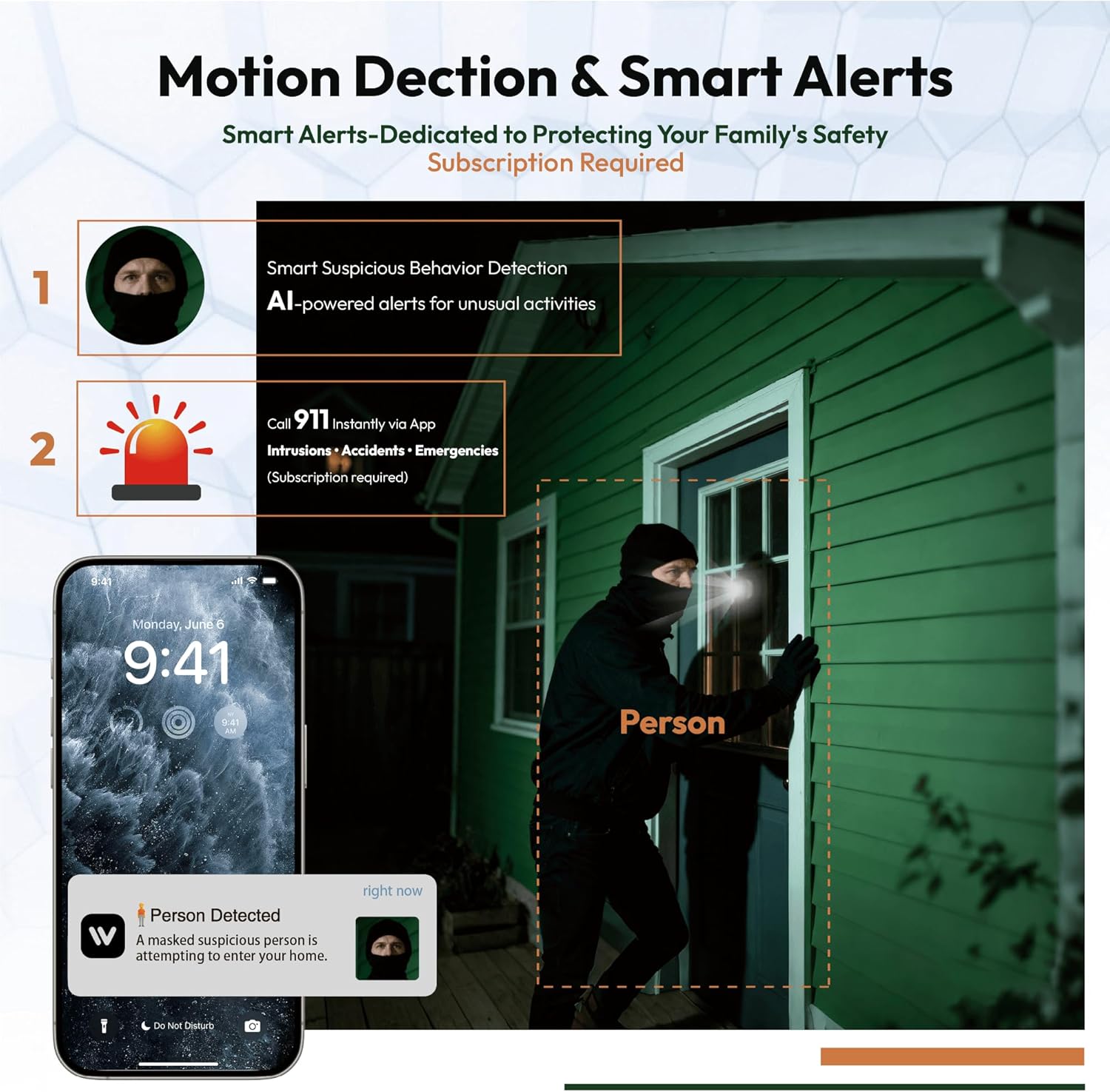 2K Window Camera,2.4G WiFi Only,Smart Window Security Camera with AI Motion Detection,Starlight Color Night Vision 911 Emergency Support,US Cloud Storage,24/7 Recording,Easy & Quick Install