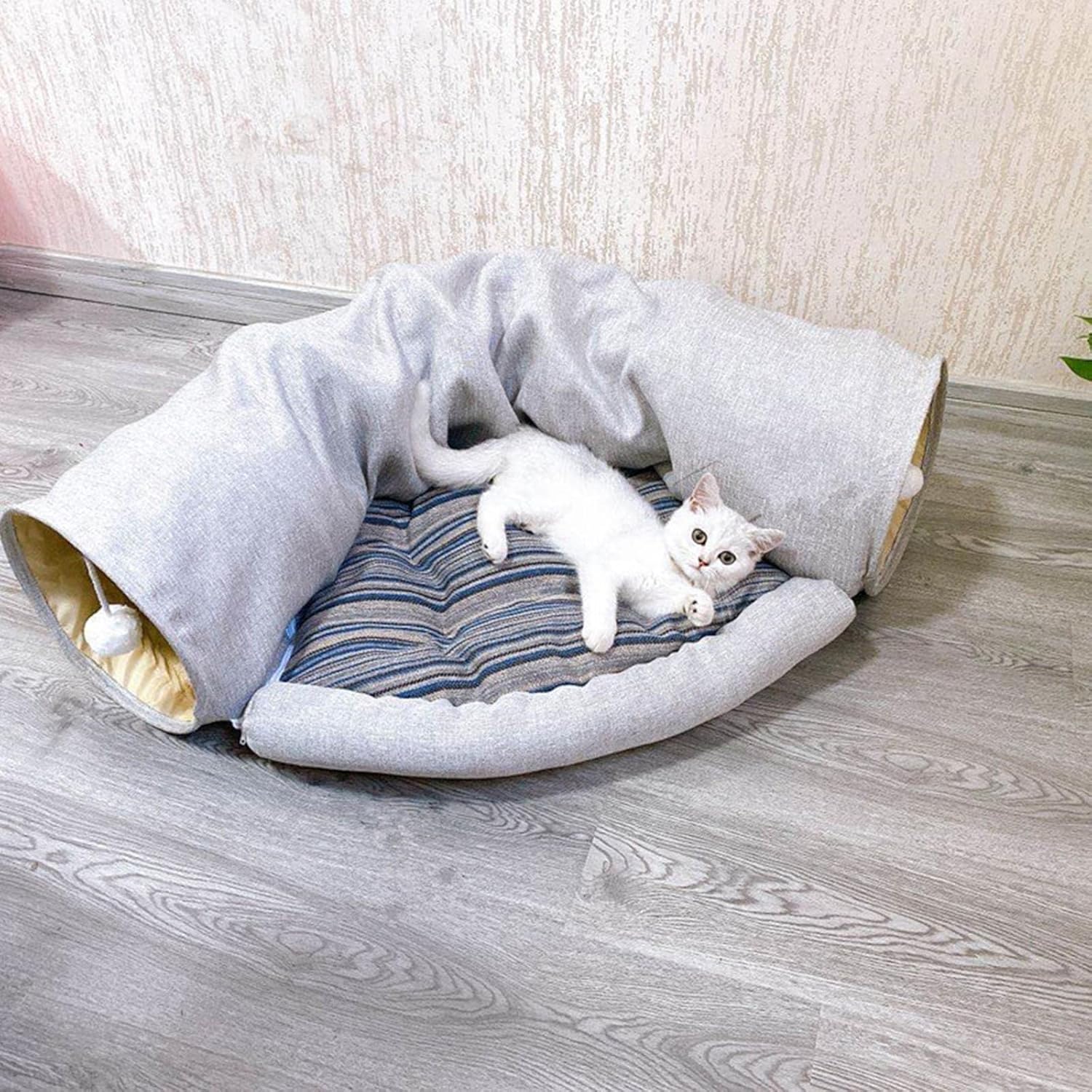 Cat Tunnel Tube Interactive Toy Mattress Pads Nest for Hamster Hedgehog Mice
